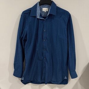 Ted Baker endurance Navy Blue Microdot button down Dress Shirt